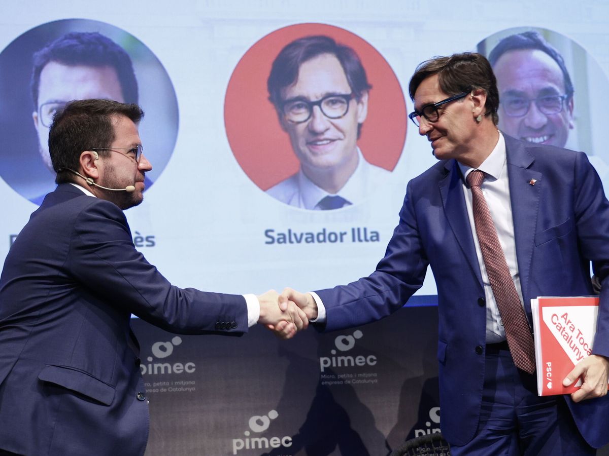 Foto: Pere Aragonès y Salvador Illa, durante un debate preelectoral. (EFE/Quique García)