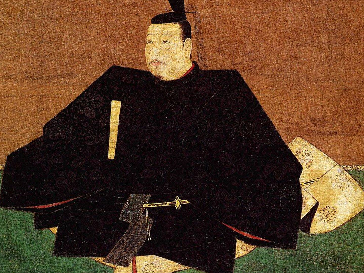 Retrato del gobernador japonés Ashikaga Takauji, abanico en mano, durante el período Muromachi, entre 1338 y 1573. Fuente: Wikipedia