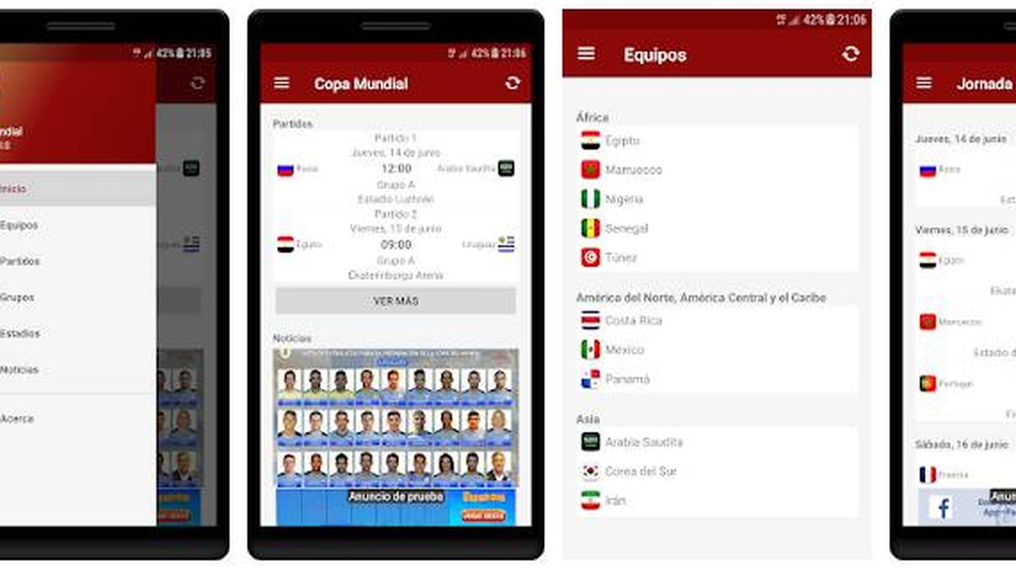 Capturas de pantalla de la 'app' Copa Mundial Rusia 2018 para Android