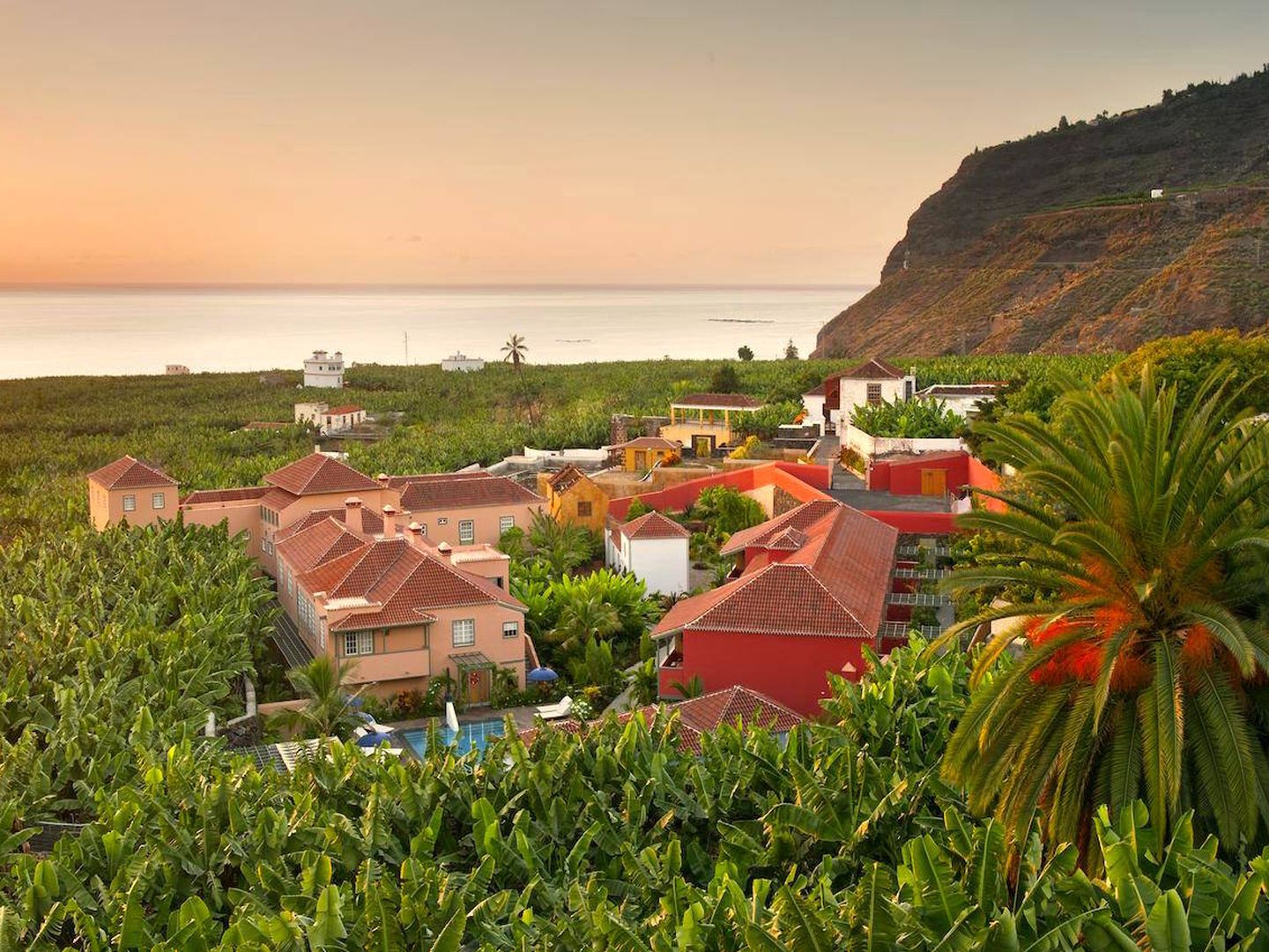 Vista panorámica del hotel Hacienda de Abajo, en La Palma. (Cortesía)