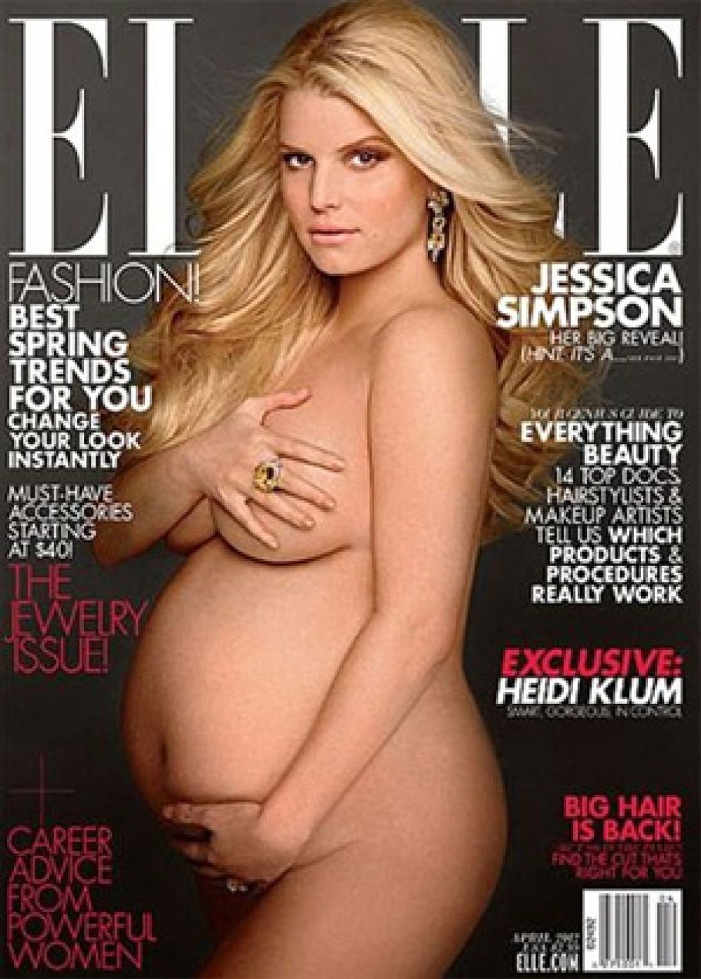 Foto: Jessica Simpson desnuda su embarazo en la portada de la revista 'ELLE'