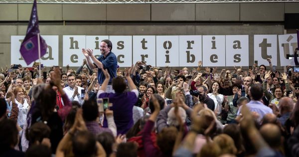 Foto: Pablo Iglesias, durante su intervención en Valencia. (EFE)