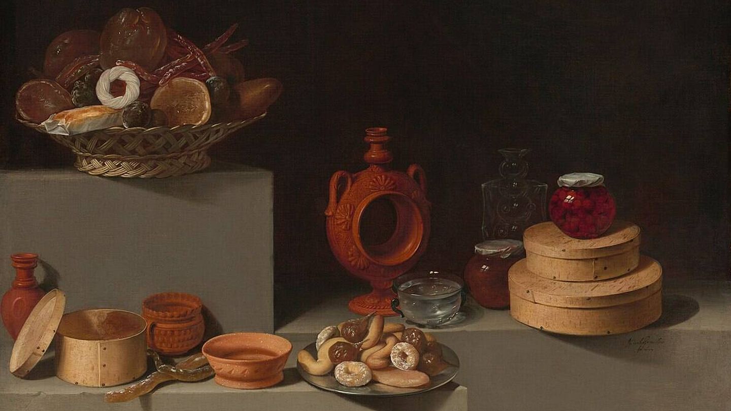 Bodegón con dulces y cerámica, de Juan van der Hamen. Fuente: Wikipedia.