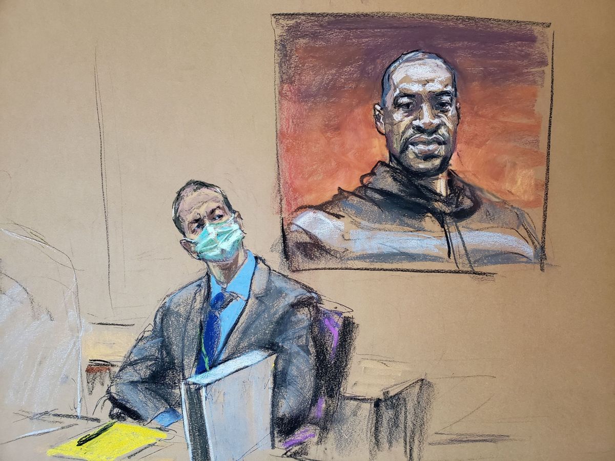 Foto: Representación del juicio contra Derek Chauvin por la muerte de Floyd. (Reuters)