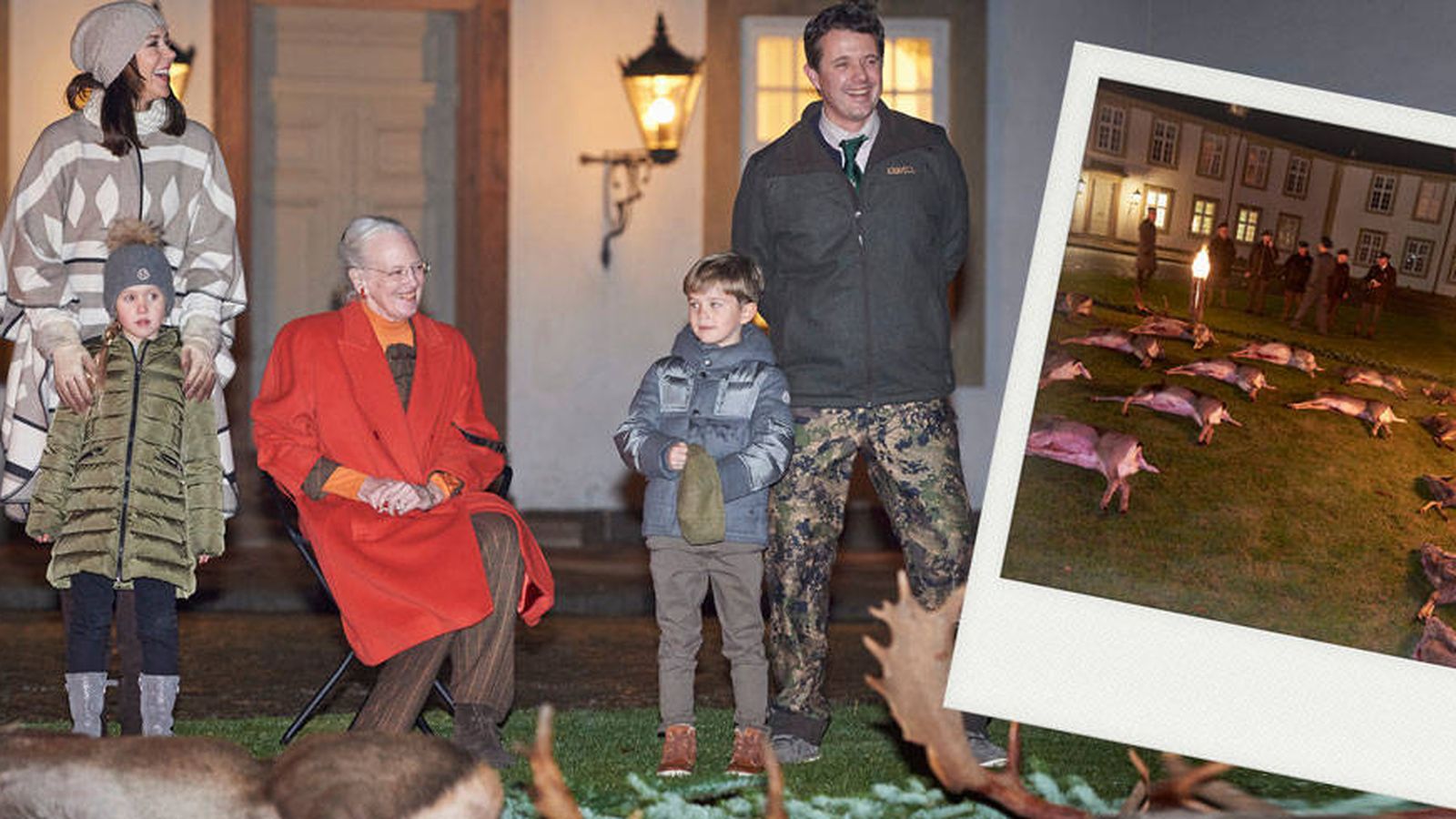 Foto: La familia real de Dinamarca y el venado en un montaje realizado por Vanitatis