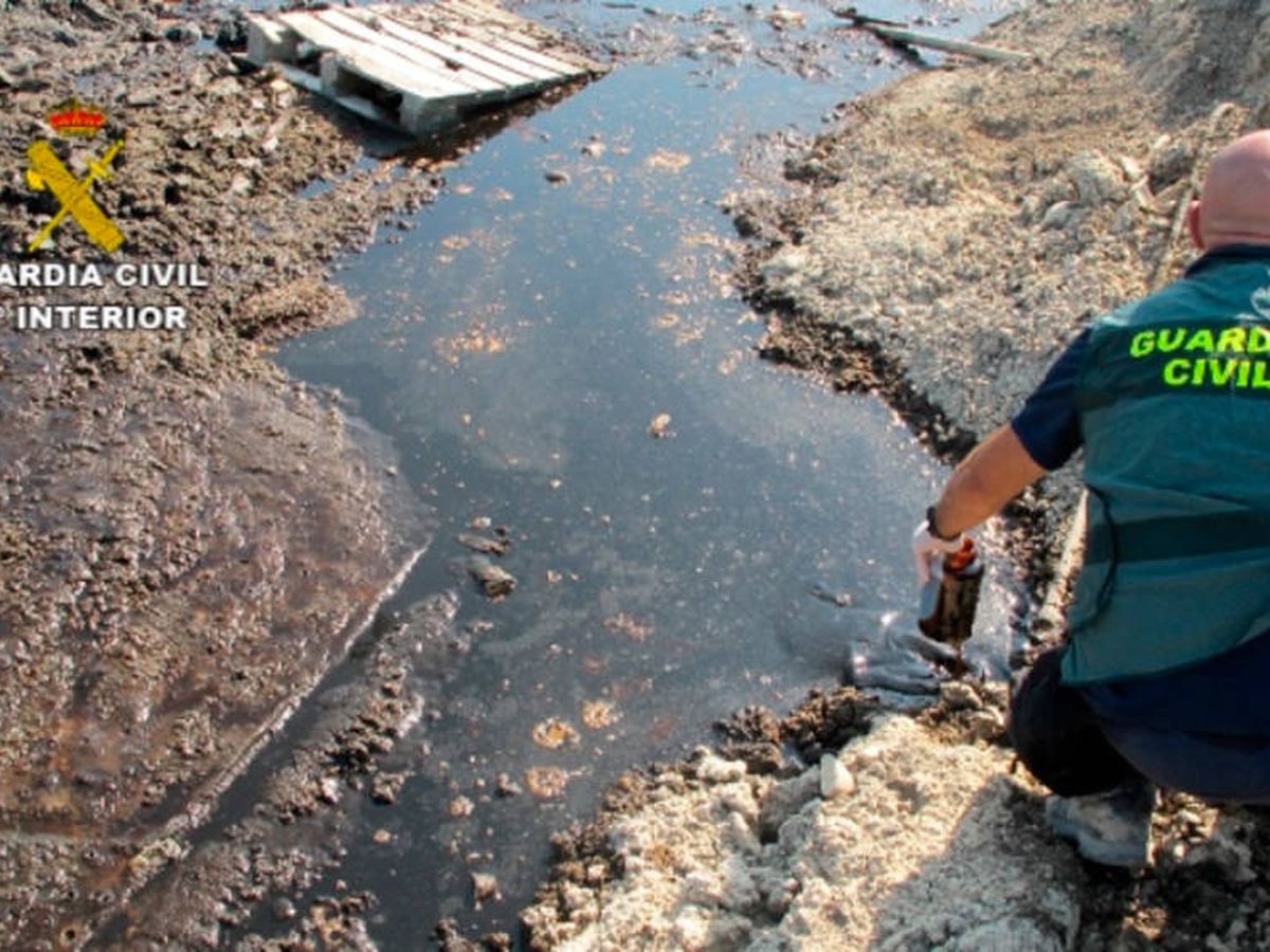 Foto: Los agentes tomaron muestras de los vertidos y confirmaron que eran contaminantes (Foto: Guardia Civil)