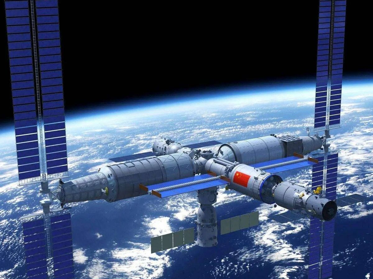 Foto: Configuración final de la estación espacial china. (CMSEO)