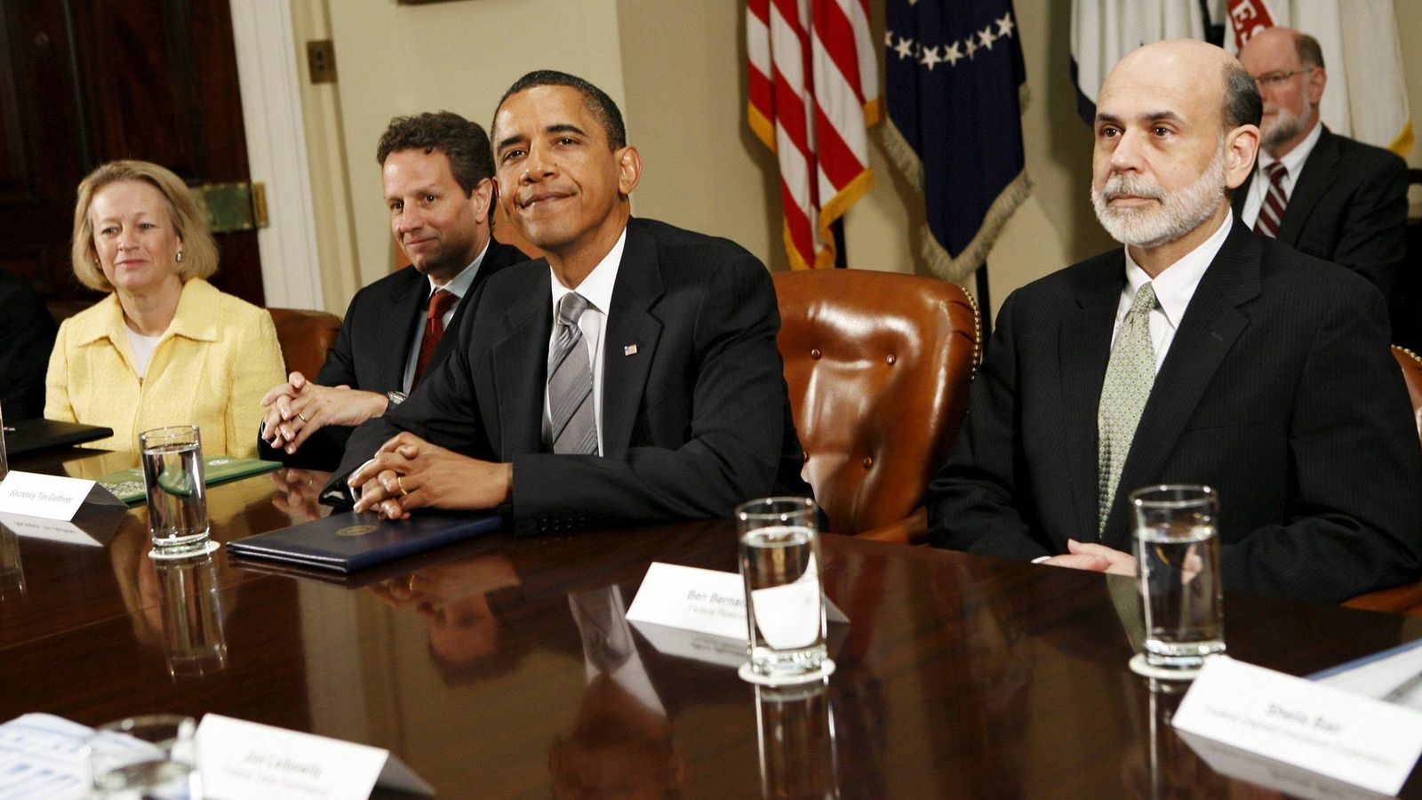 Foto: Barack Obama junto a Timothy Geithner y Ben Bernanke. (Efe)