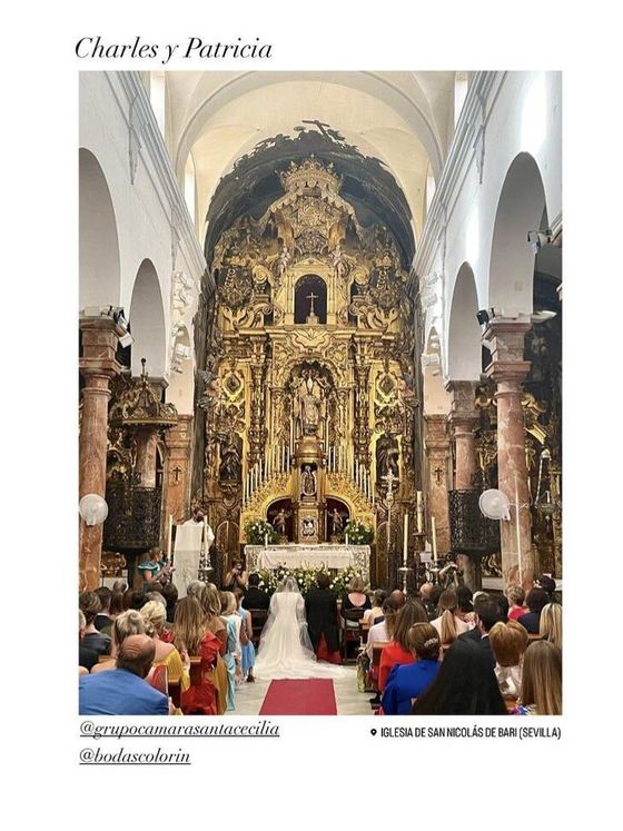 Interior de la iglesia de la boda de Patricia Laffón. (Vía @grupocamarasantacecilia)