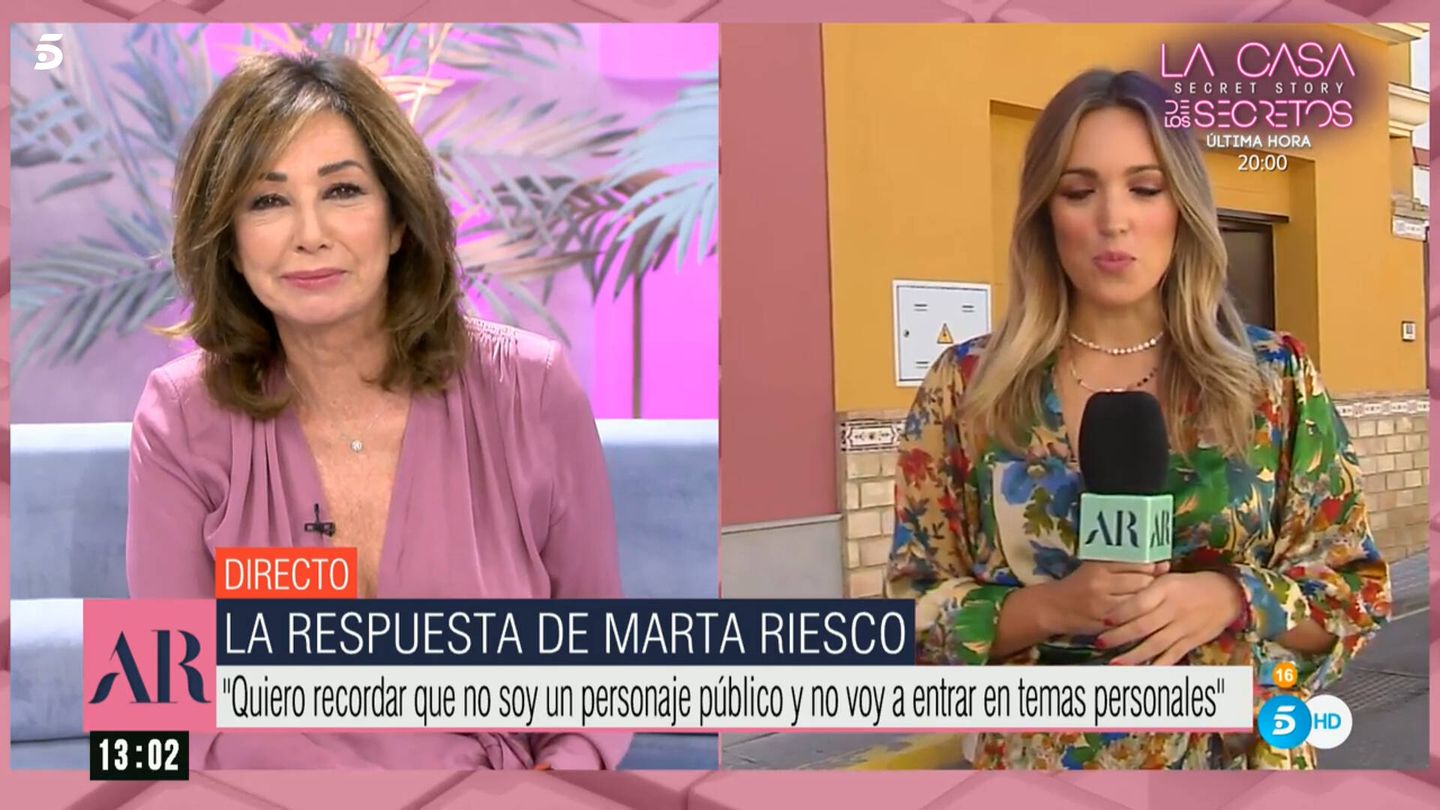Ana Rosa, en conexión con Marta Riesco. (Mediaset)