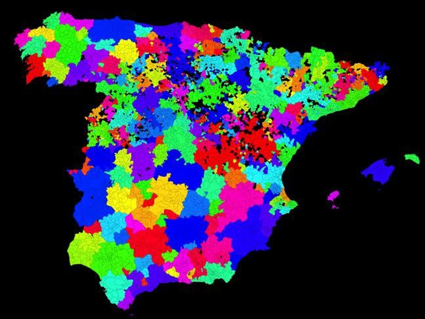 El mapa de España con las 340 regiones determinadas en el estudio