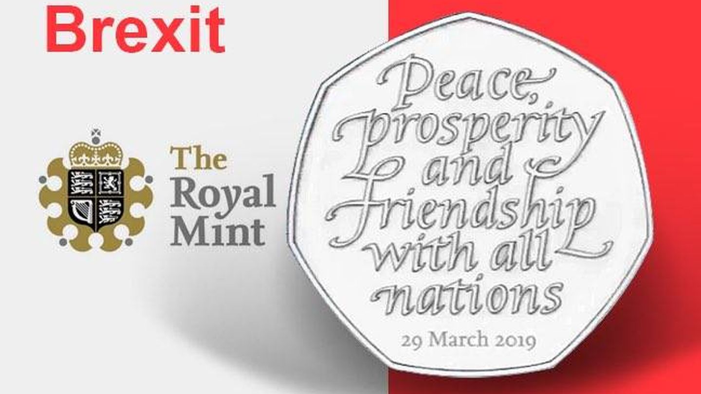 Diseño inicial de la moneda especial del Brexit (Royal Mint)