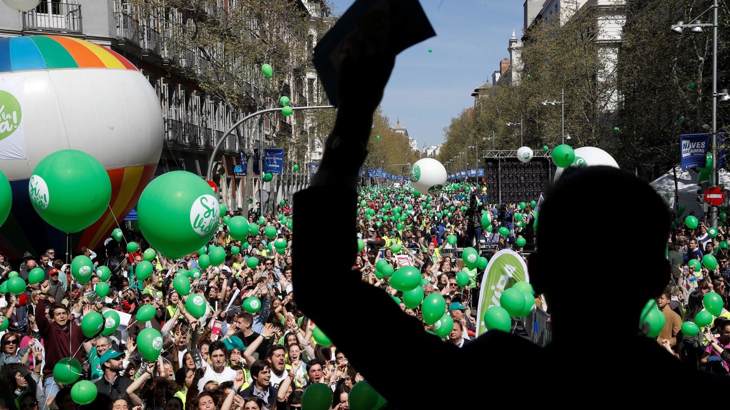 Asistentes a la ''Marcha por la vida' convocada este domingo en Madrid.  (EFE)