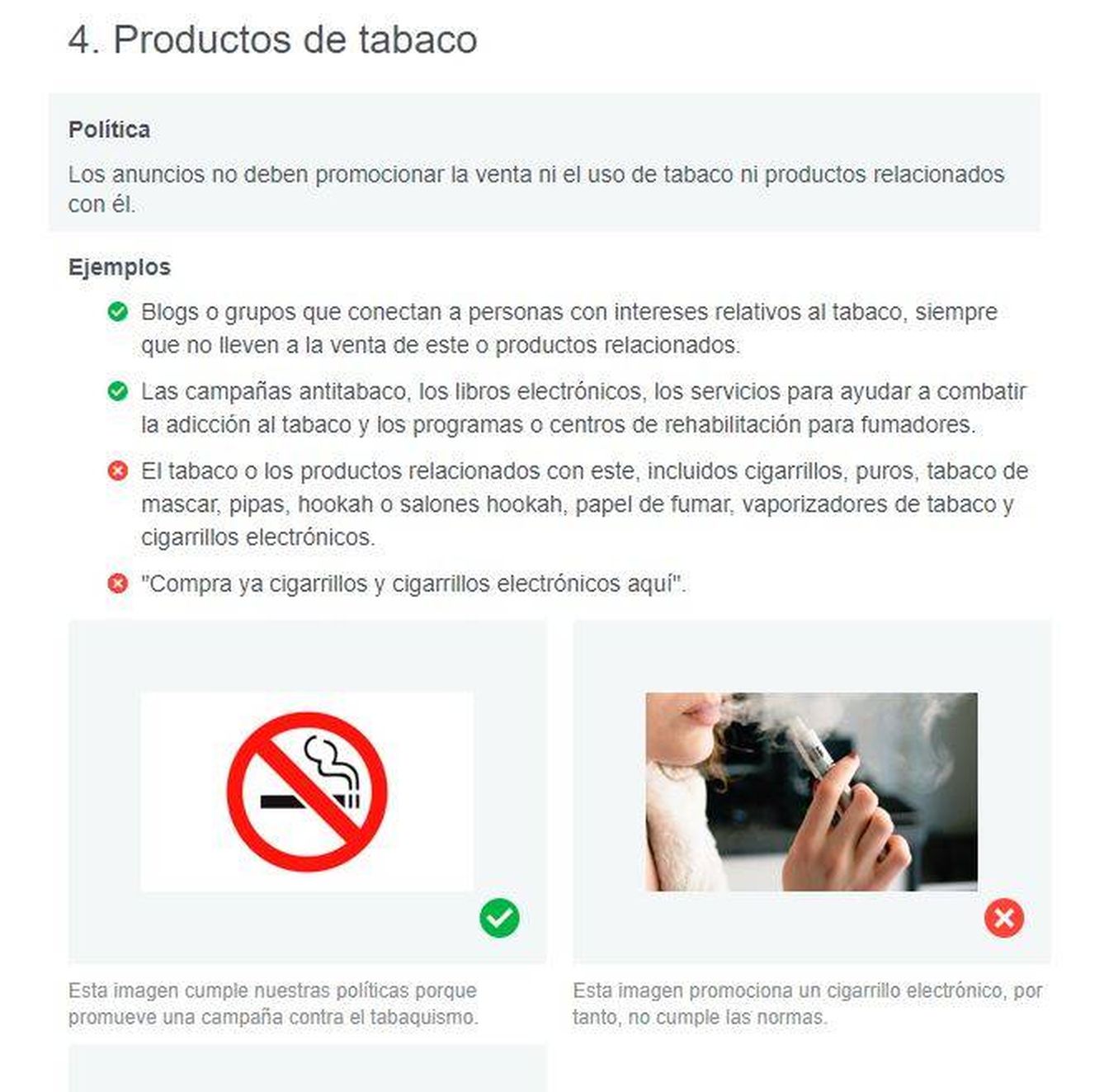 Las reglas de Facebook para empresas prohíben anunciar productos del tabaco. (FB)