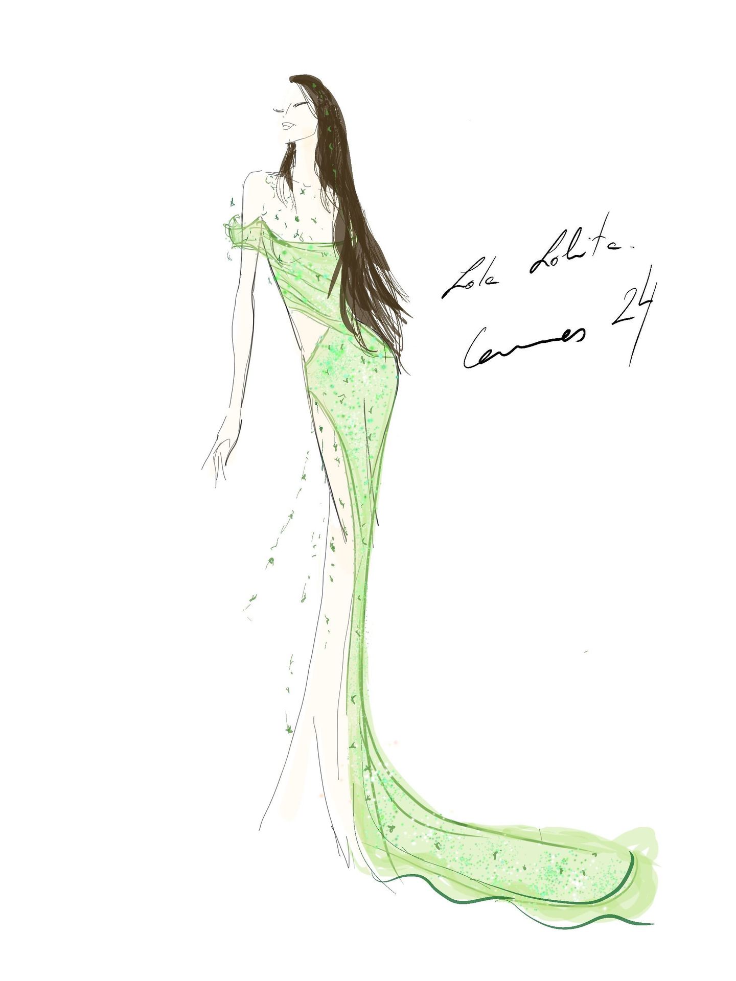 El boceto del vestido de Ze García para Lola Lolita. (Cortesía)
