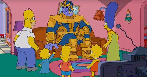 Foto: Imagen de la visita de Thanos en 'Los Simpson'. (Fox)