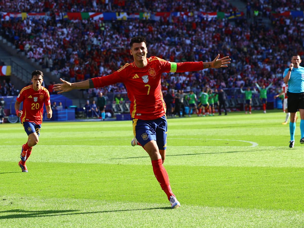 Foto: Morata marcó el primer gol de España. (EFE/Flip Singer)