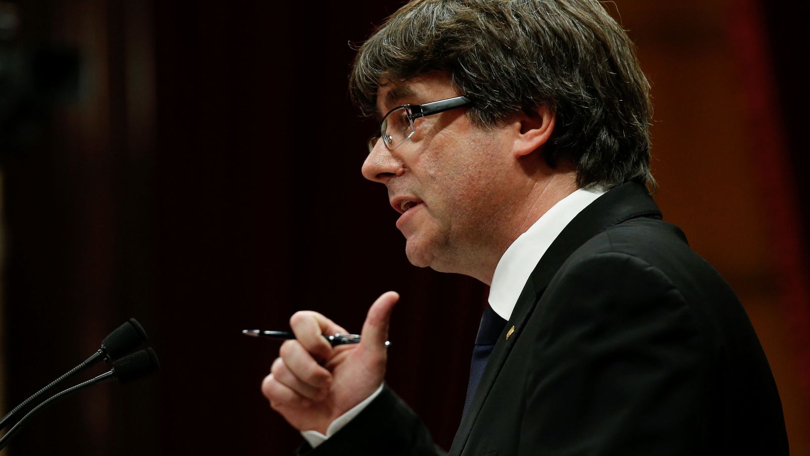 Foto: Carles Puigdemont durante su comparecencia. (Reuters)