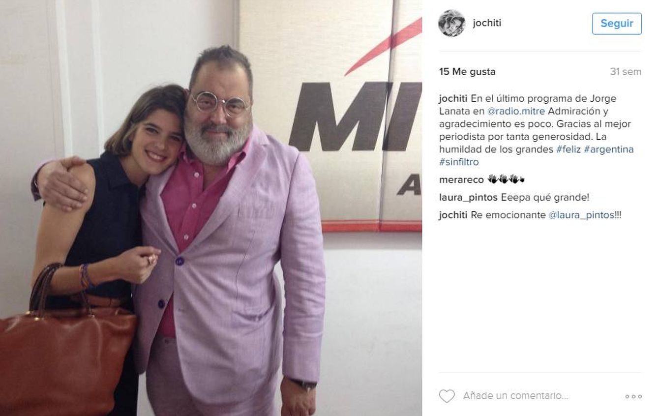 Josefina Stegmann junto a Lanata en una imagen de su Instagram