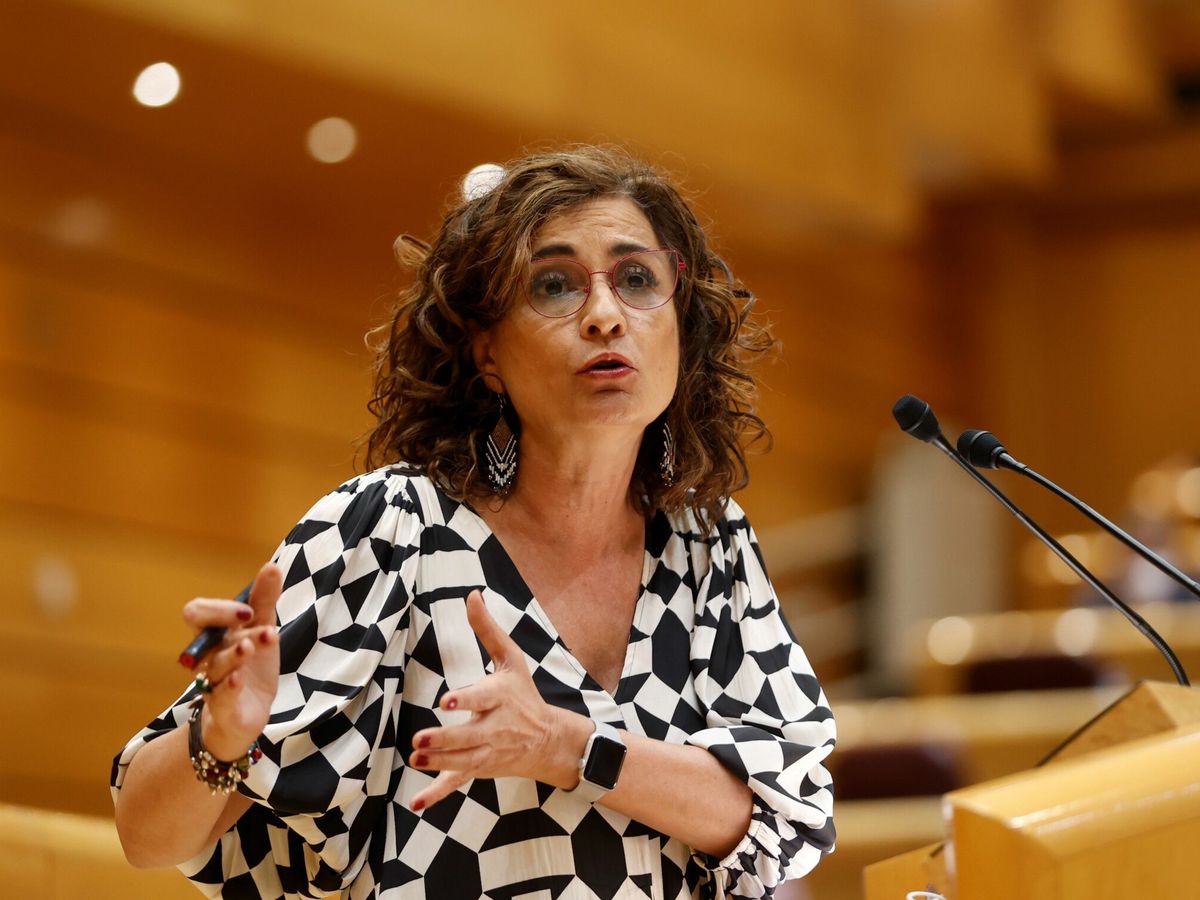 Foto: La ministra de Hacienda y portavoz del Gobierno, María Jesús Montero, interviene en el Senado. (EFE)