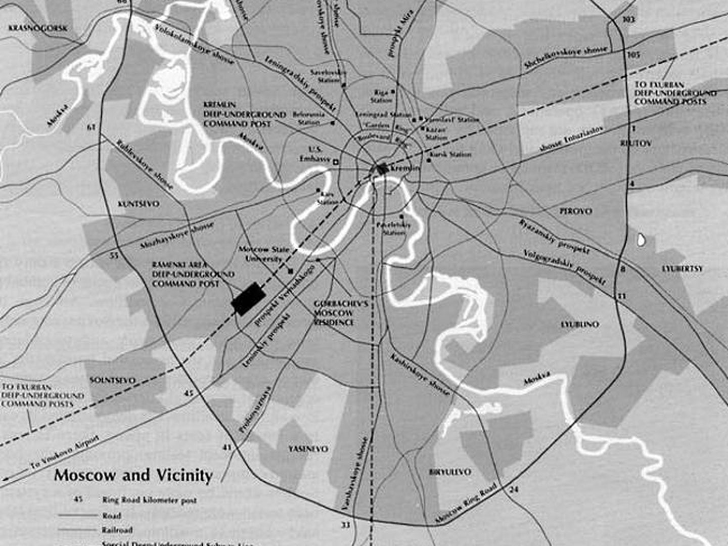 Mapa de la inteligencia norteamericana que confirmaría la ruta de 'Metro-2'. (CC/Wikimedia Commons)