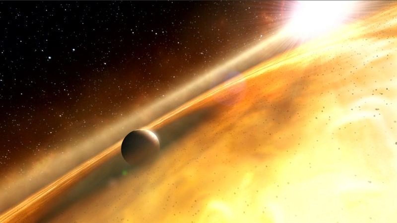 Foto: Ilustración de un exoplaneta orbitando su estrella. En el caso de KIC 8462852 se desconoce qué oculta su brillo de vez en cuando / NASA