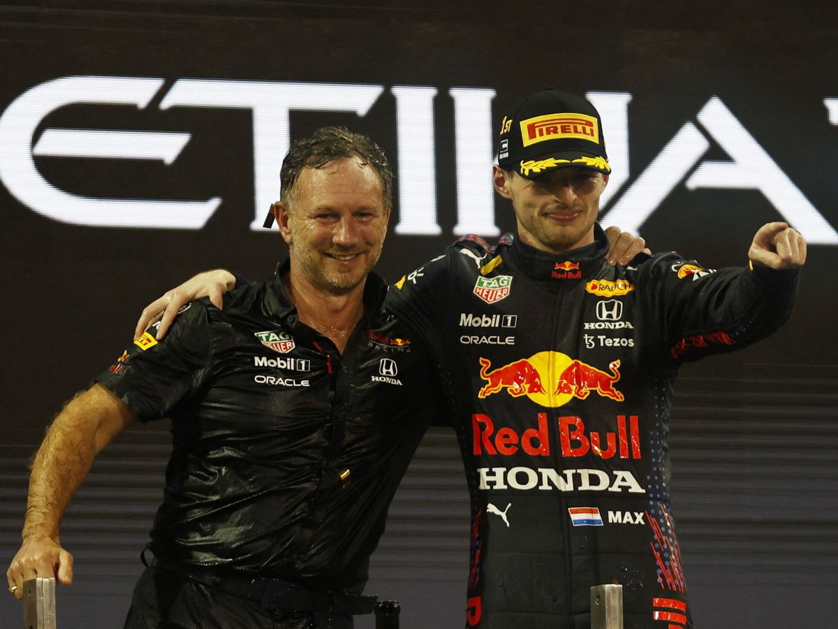 Foto: Horner y Verstappen, tras ser campeones del mundo. (Reuters/Hamad I Mohammed)