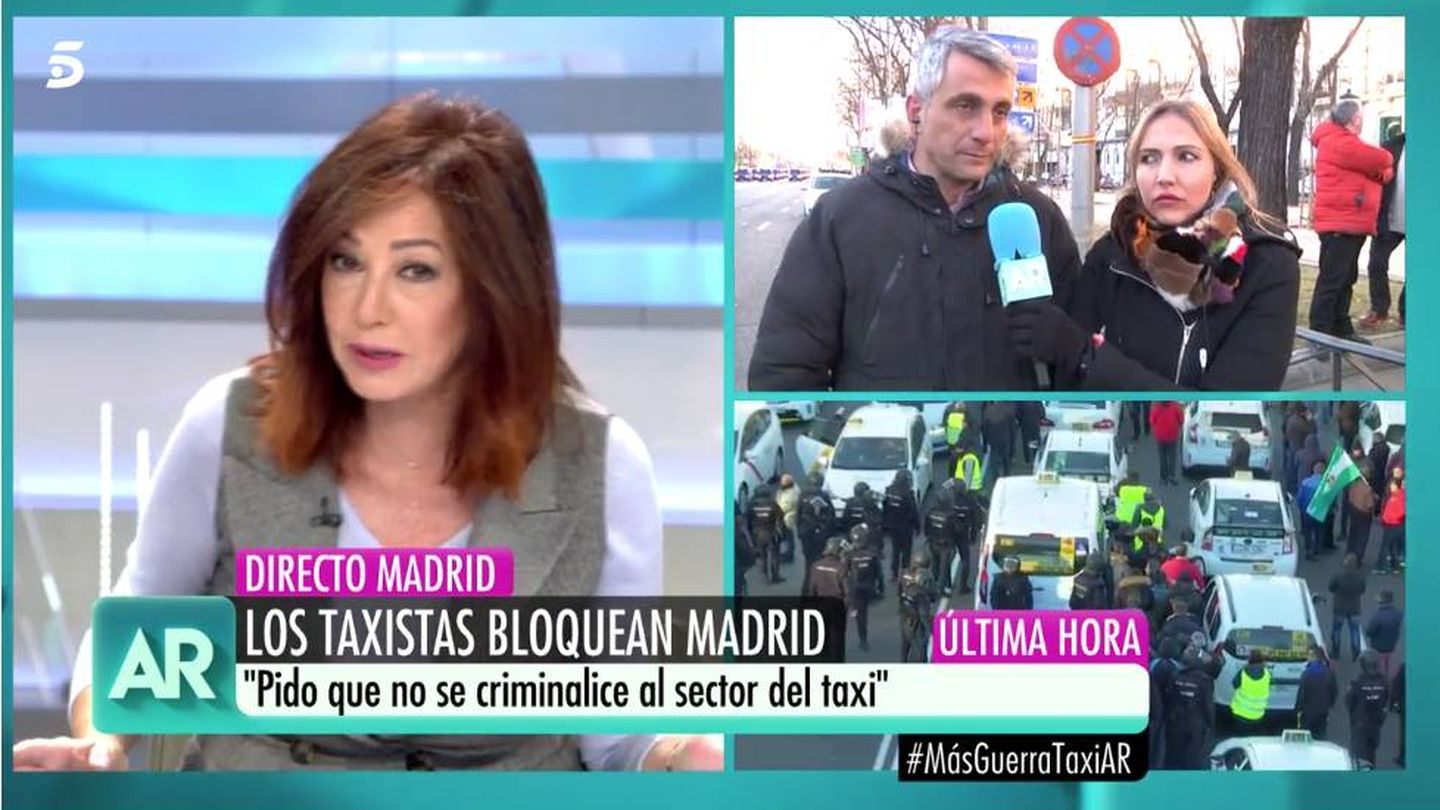 'El programa de Ana Rosa', abordando el conflicto del taxi. (Mediaset)