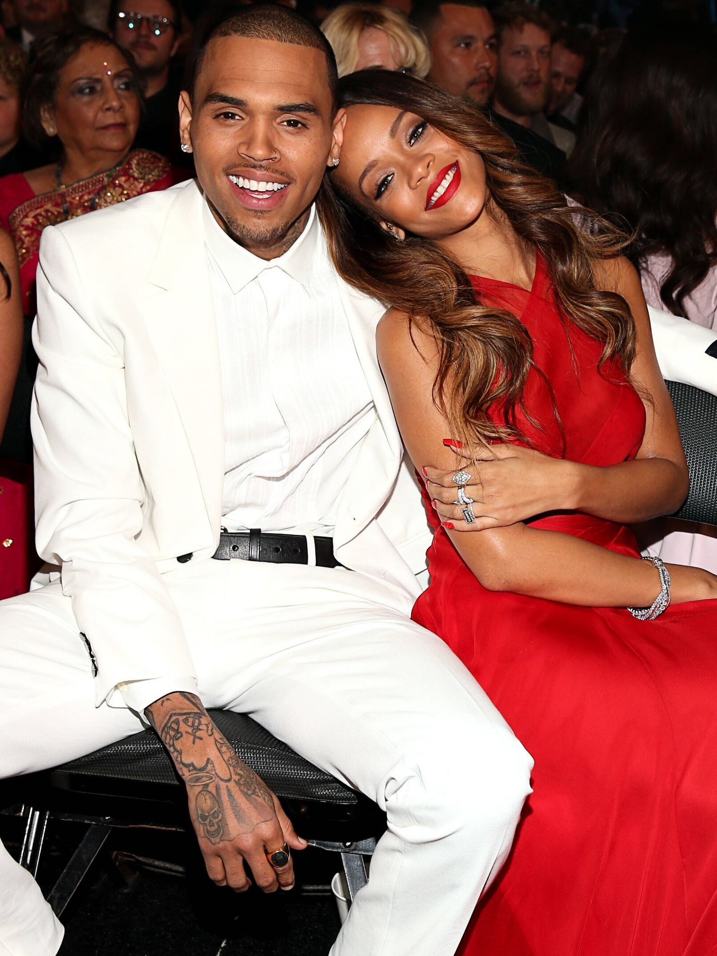 Chris Brown y Rihanna, en los Premios Grammy de 2013. (Getty)