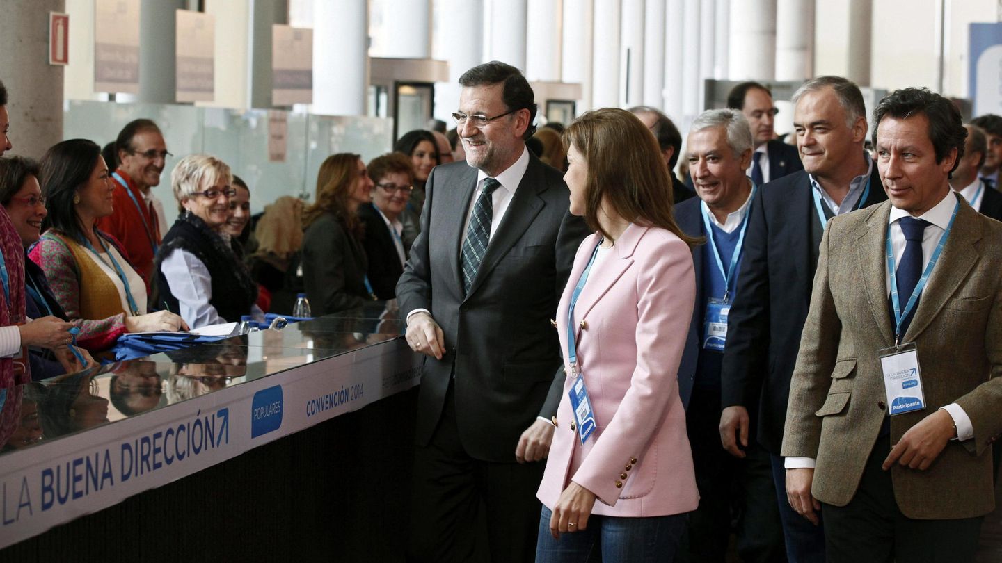 Rajoy a su llegada a la Convención Nacional (Efe).