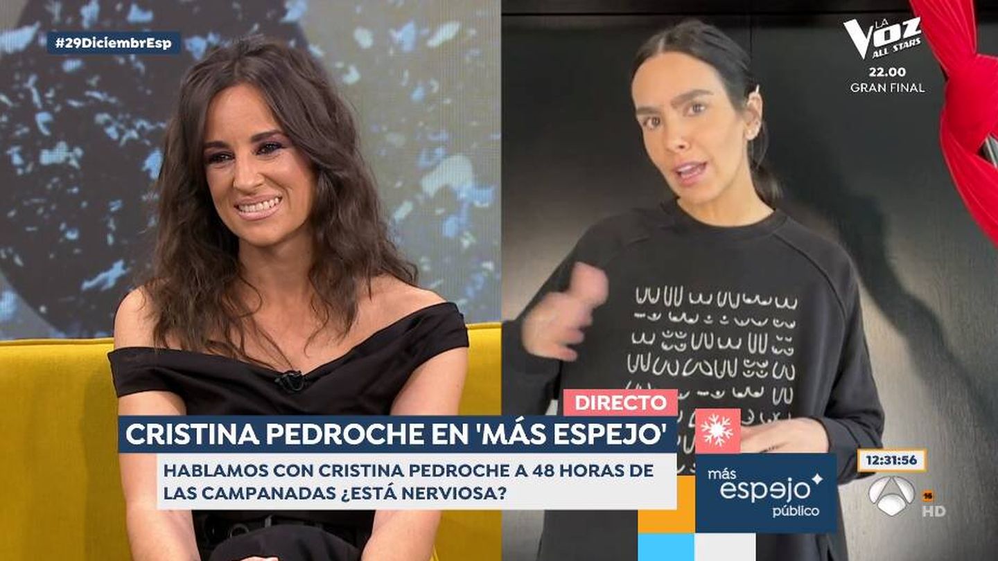 Lorena García junto a Cristina Pedroche en 'Espejo público'. (Atresmedia)