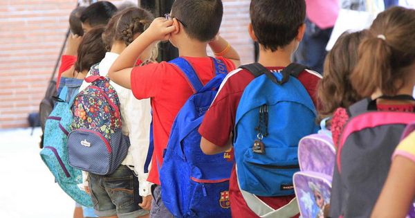 Foto: Varios niños hacen cola para entrar en el colegio. (EFE)