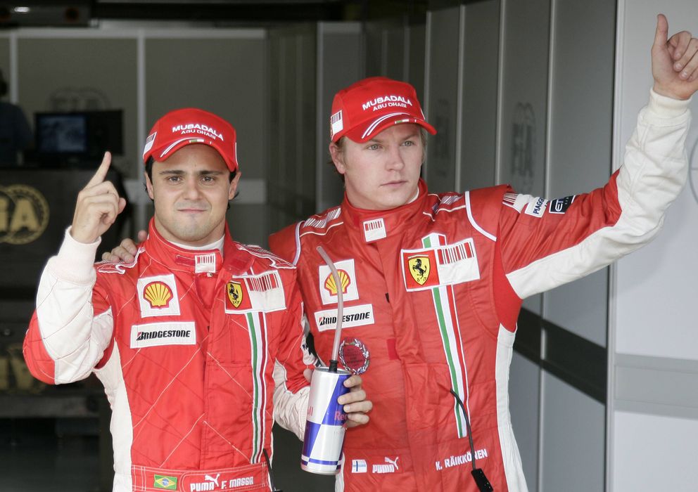 Foto: Felipe Massa y Kimi Raikkonen durante la temporada 2008.