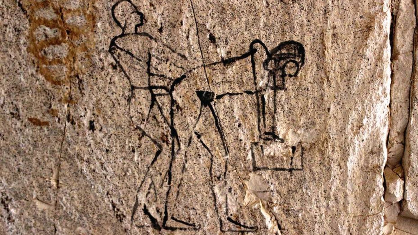 Hatshepsut y Senenmut en una posición un poco comprometida.