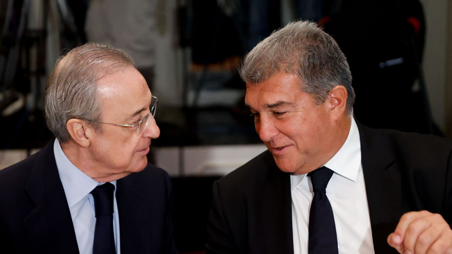 Florentino Pérez y Joan Laporta, durante una reunión. (EFE/Mariscal)