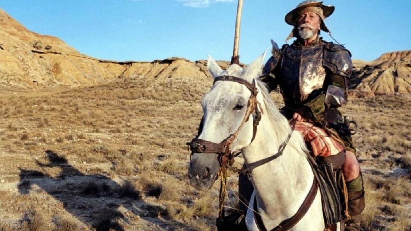 Jean Rochefort como Don Quijote en una de las múltiples intentonas de Terry Gilliam por rodar 'El hombre que mató a Don Quijote'.