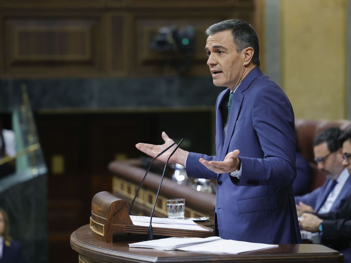 Foto: El presidente del Gobierno, Pedro Sánchez, presenta en el congreso el plan de calidad democrática. (EFE/Zipi Aragón)