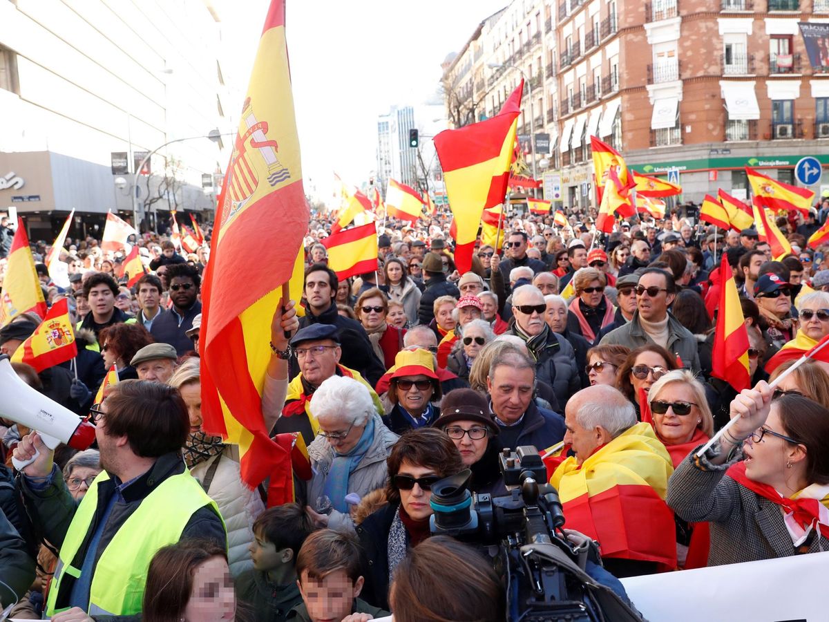 Foto: Participantes en la manifestación celebrada este sábado en Madrid por "la unidad de España". (EFE)