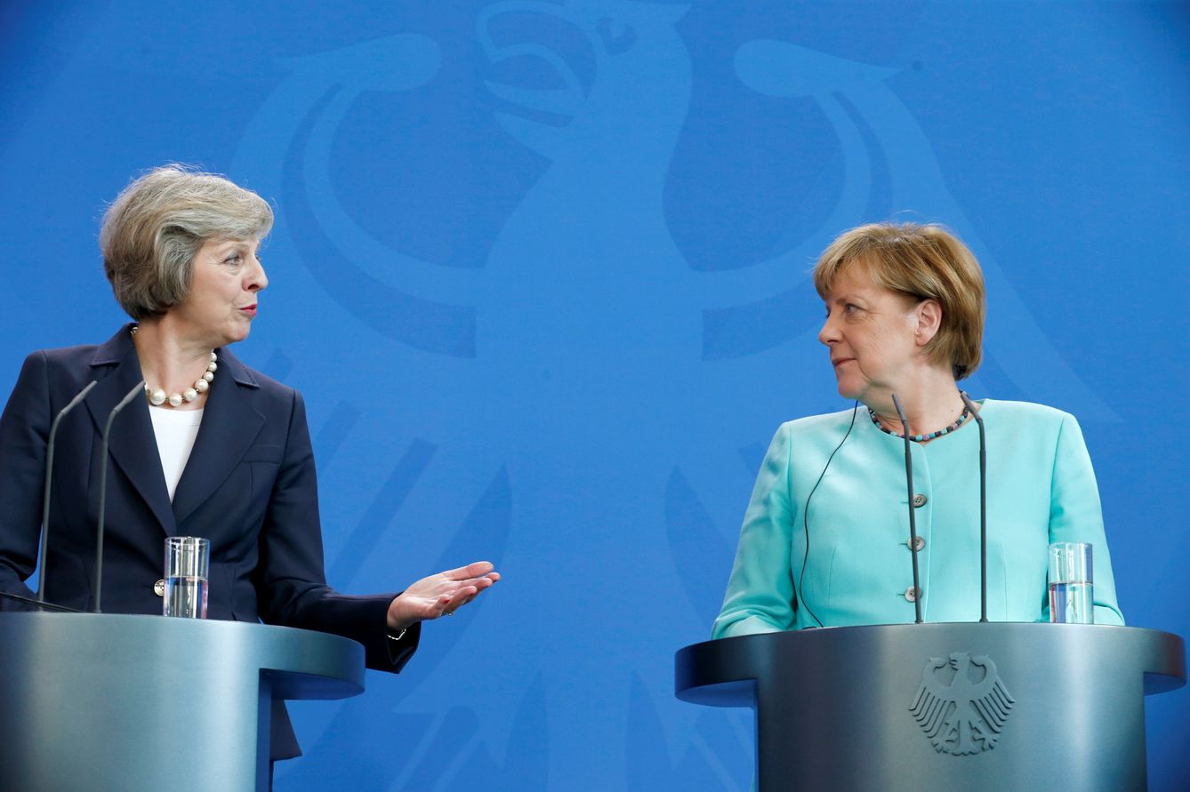 Theresa May y Angela Merkel en la Cancillería en Berlin, el 20 de julio de 2016 (Reuters)