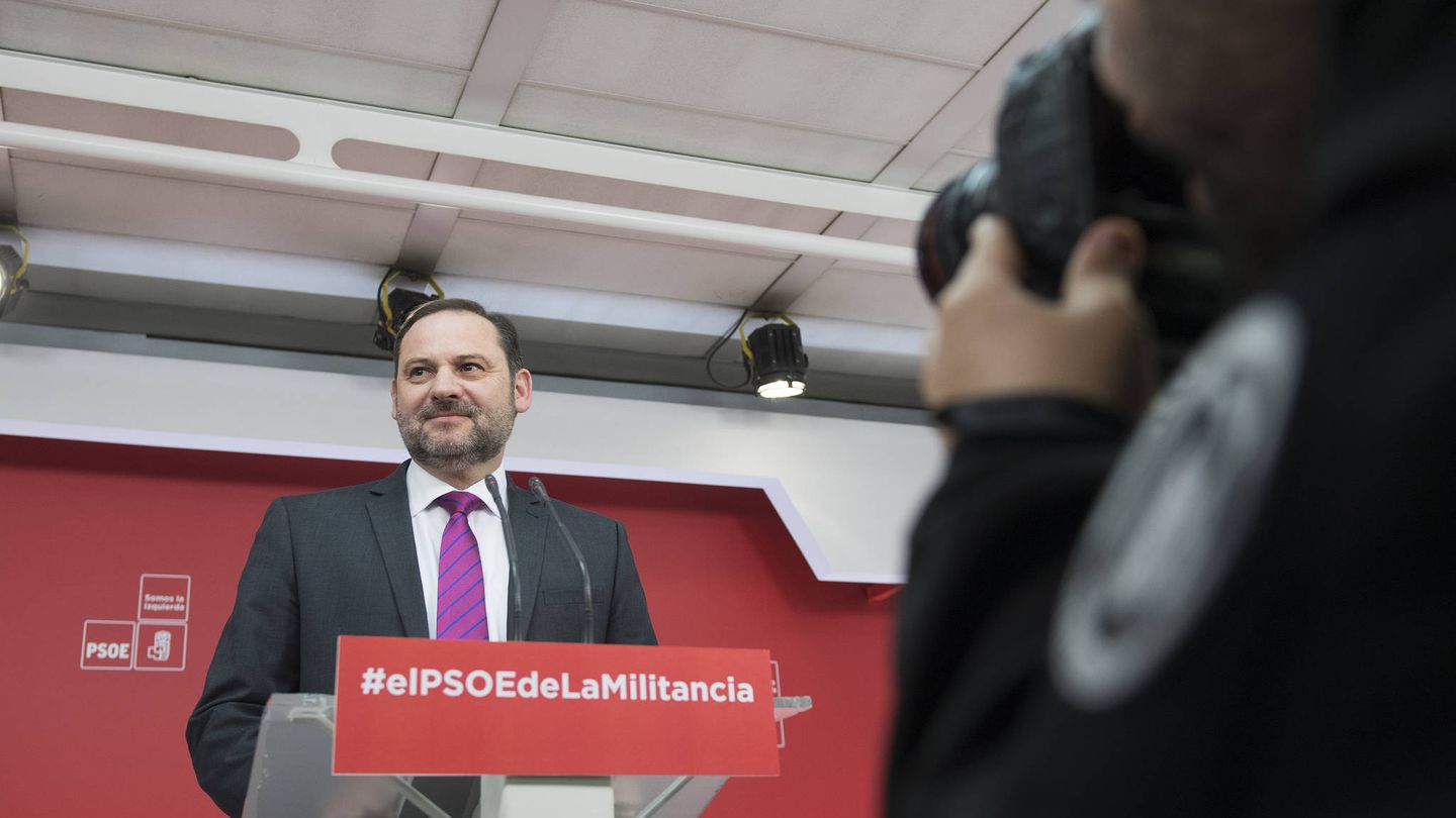 José Luis Ábalos, secretario de Organización del PSOE, durante su rueda de prensa en Ferraz de este 12 de febrero. (Borja Puig | PSOE)