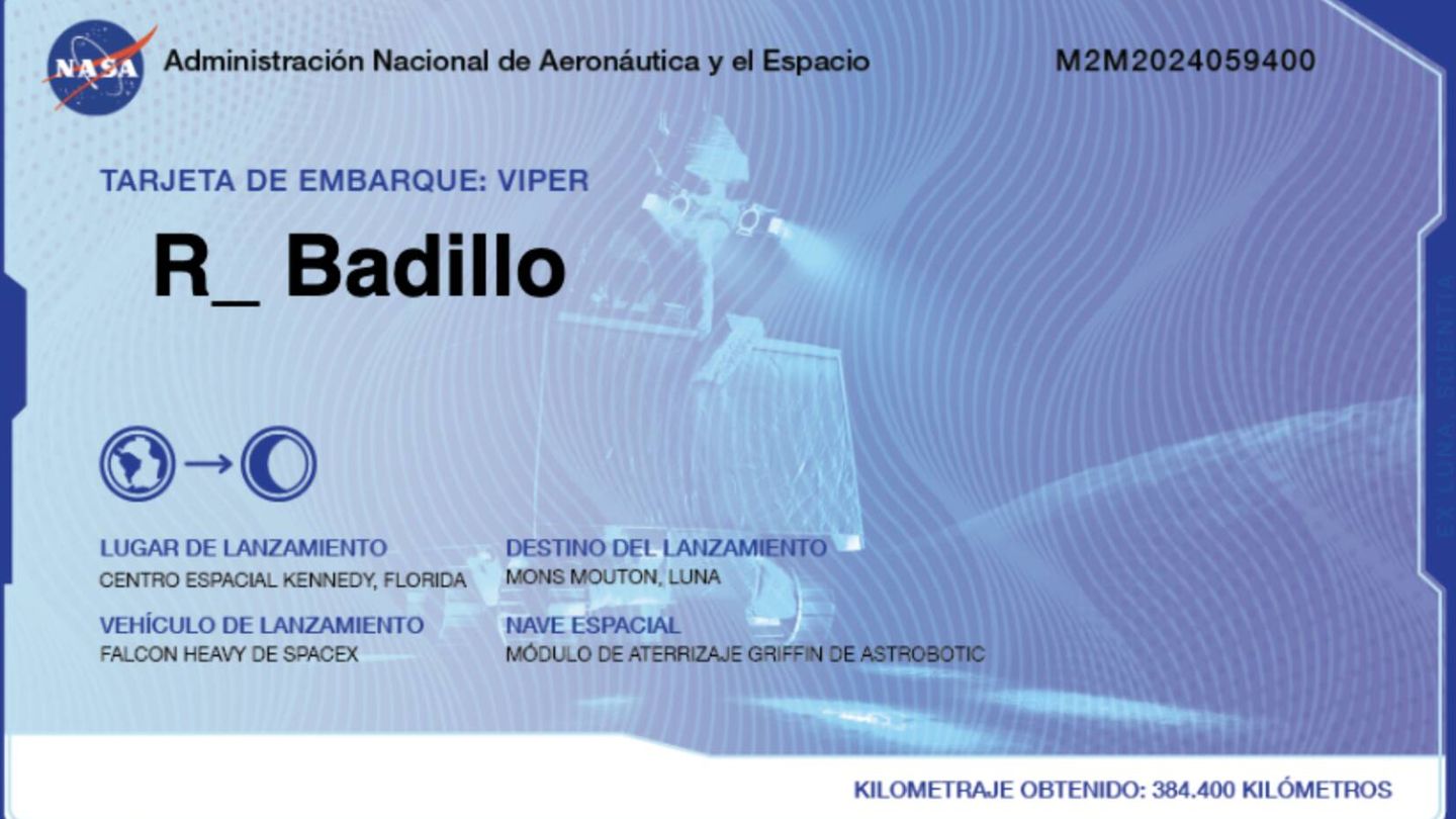 Así es la tarjeta de embarque proporcionada por la NASA (R. Badillo)
