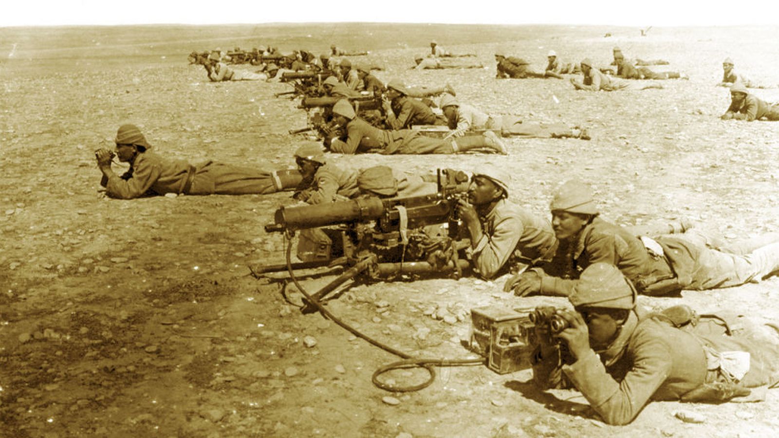 Foto:  Tropas otomanas en el frente de Gaza, en 1917. (Library of Congress)