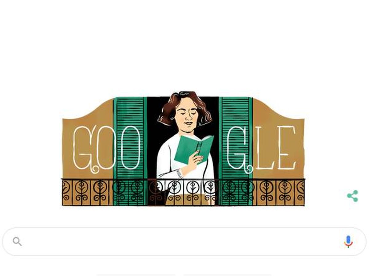 Foto: El doodle de Google que conmemora los 100 años desde la muerte de Carmen Laforet. (Google)