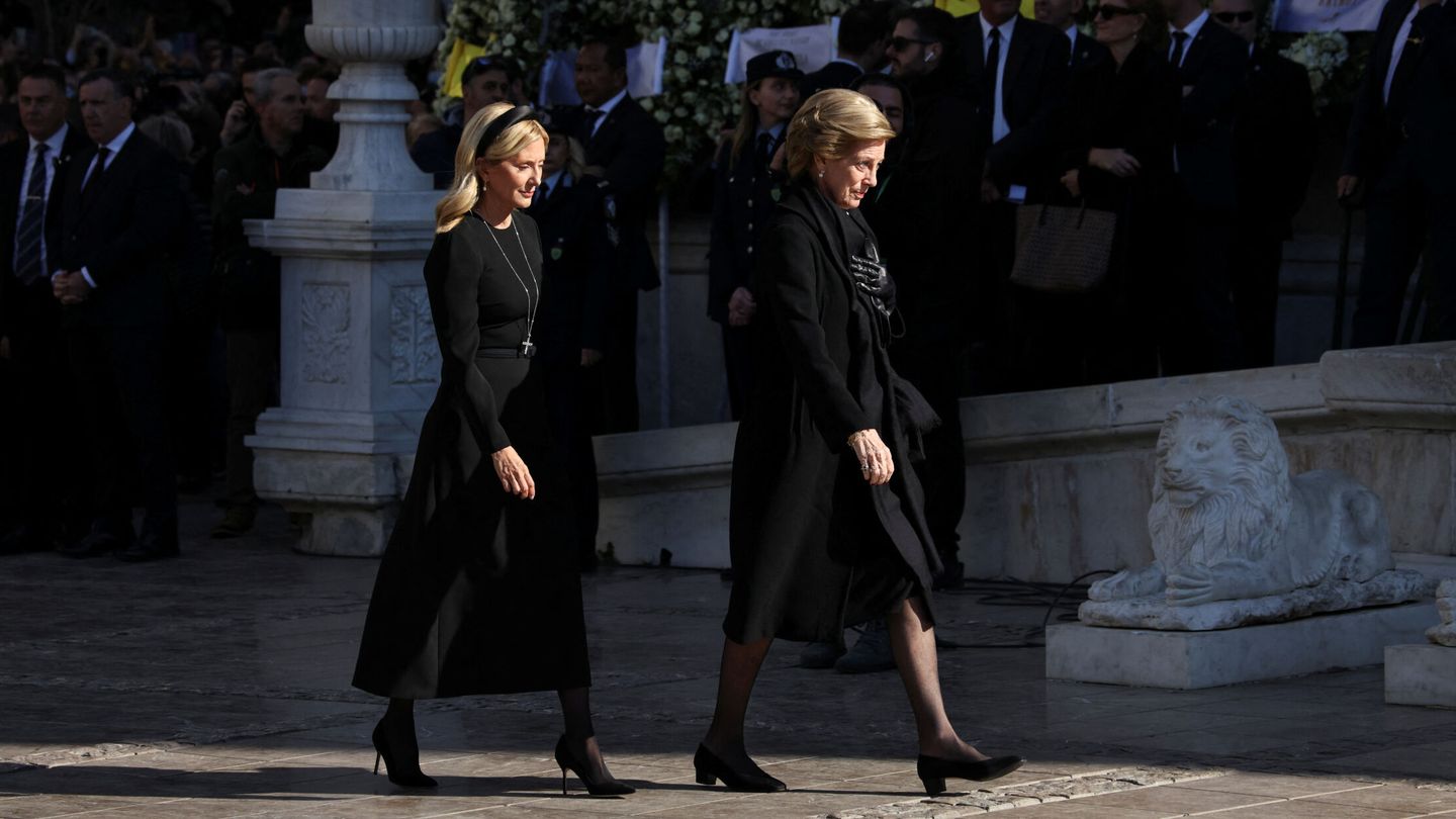Marie-Chantal, en el funeral de Constantino. (Reuters)