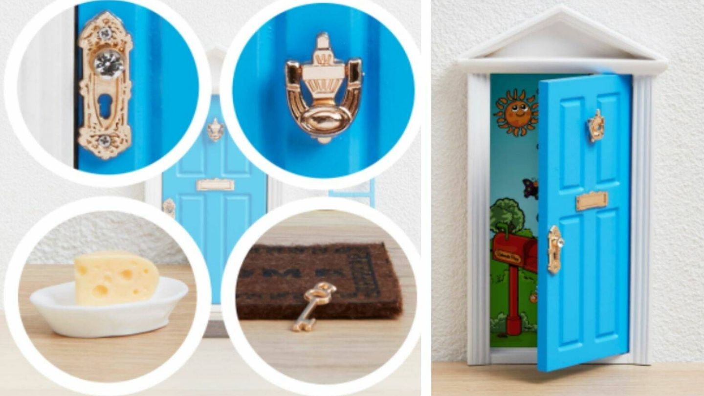 Puerta mágica y vinilo del ratoncito Pérez para pintar y personalizar con  escalera de madera.