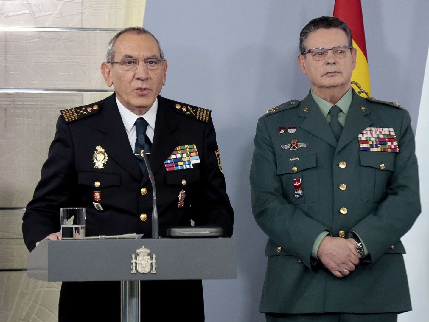 Los DAO de Policía y Guardia Civil, José Ángel González y Laurentino Ceña, el pasado 23 de marzo. (EFE)