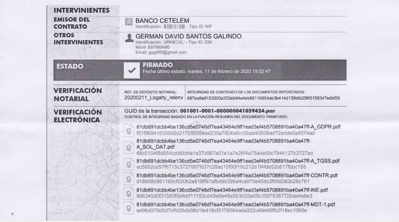 El supuesto contrato de Germán con Cetelem, donde ni el teléfono ni el correo electrónico le pertenecían (EC)