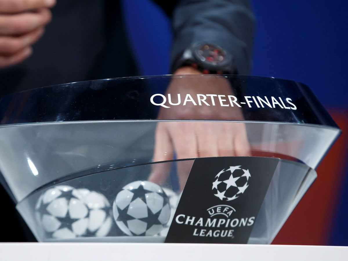 Foto: Sorteo de cuartos de final de la Liga de Campeones de la UEFA. (EFE)