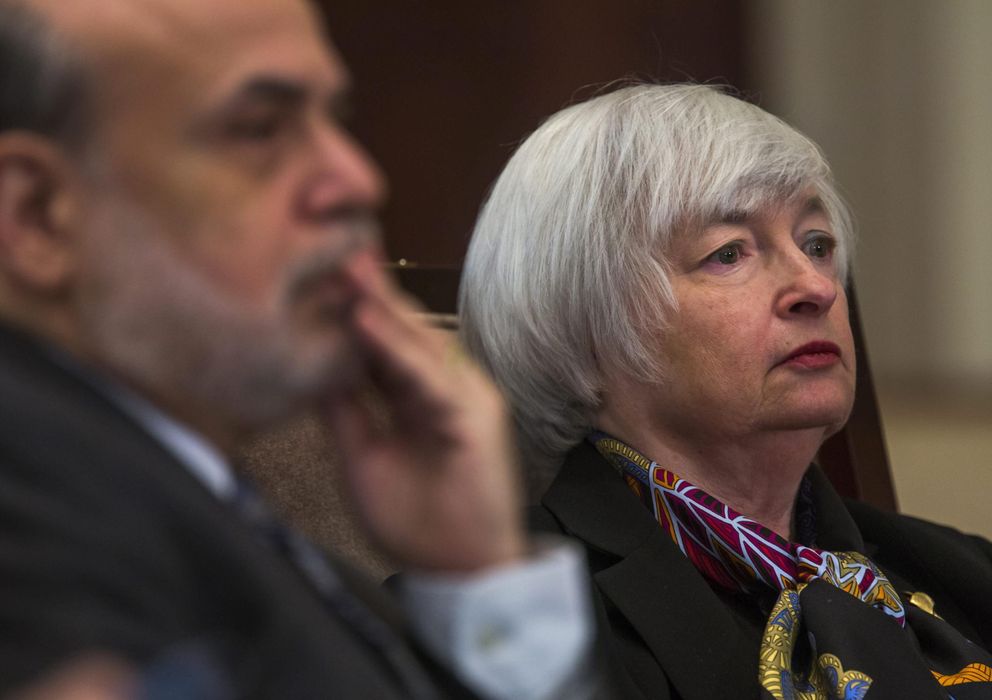 Foto: El expresidente de la Fed, Ben Bernanke, y la actual presidenta, Janet Yellen