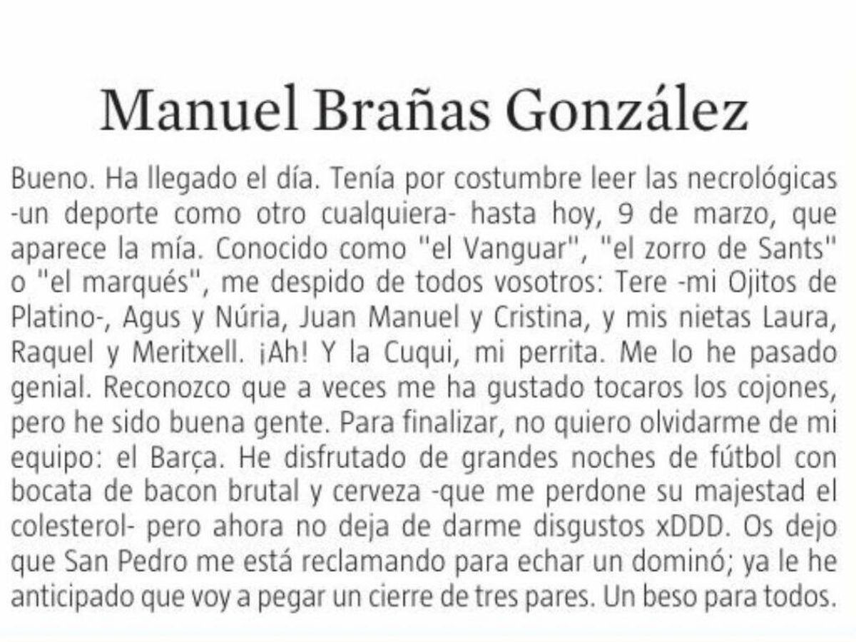 Foto: Así ha sido el mensaje que ha dejado Manuel Brañas (X/@alexsnclmnt)